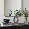 16" Clear Red Blue Yellow Murano Glass Modern Abstract Tabletop Sculpture