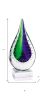 11" Clear Blue and Green Murano Glass Modern Abstract Tabletop Sculpture