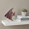 9" Blue and Red Murano Glass Fish Figurine Tabletop Sculpture