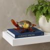 4" Clear Brown and Green Murano Glass Turtle Figurine Tabletop Sculpture