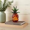 9" Orange Murano Glass Pineapple Statue Tabletop Sculpture