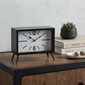 Rectangular Black Metal Desk Table Clock