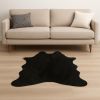 4' X 5' Black Faux Cowhide Washable Area Rug