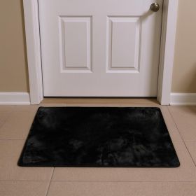 Luxe Faux Rabbit Fur Rectangular Rug 3' X 5'   - Black