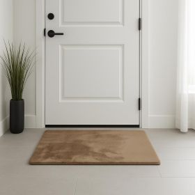 Luxe Faux Rabbit Fur Rectangular Rug 3' X 5'   - Taupe
