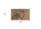 Luxe Faux Rabbit Fur Rectangular Rug 3' X 5'   - Taupe