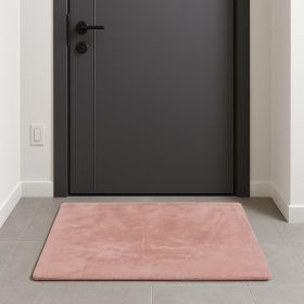 Luxe Faux Rabbit Fur Rectangular Rug 3' X 5'   - Blush Pink