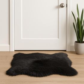 2' X 3' Black New Zealand Natural Sheepskin Rug