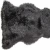 2' X 3' Black New Zealand Natural Sheepskin Rug
