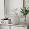 18" Silver Faux Crystal and Silver Decorative Pear Tabletop Sculpture