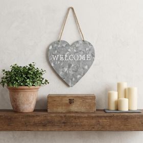 Welcome Gray Galvanized Metal Wall Art