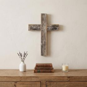 Rustic Weathered Grey Reclaimed Wood Cross Decoration