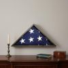 Rustic Weathered Grey Reclaimed Wood Triangle Wooden Display Flag Case