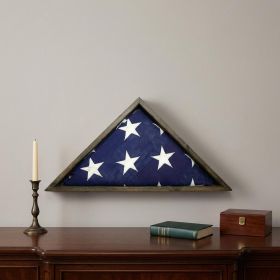 Rustic Weathered Grey Reclaimed Wood Triangle Wooden Display Flag Case