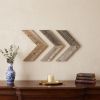 Set Of 3 Rustic Weathered Grey Wood Chevron Arrow