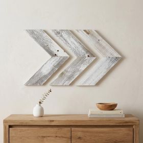 Set Of 3 White Wash Reclaimed Wood Chevron Arrow