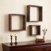 Set Of 3 Square Espresso Reclaimed Wood Open Box Shelve