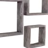 Set Of 3 Square Smoky Black Reclaimed Wood Open Box Shelve