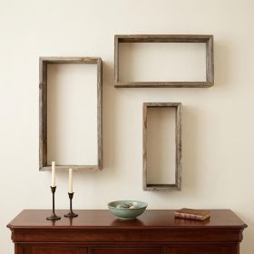 Rustic Farmhouse Set Of 3 Rectangle Shadow Box Shelves