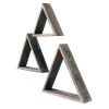 Set Of 3 Triangle Rustic Natural Weathered Grey Wood Open Box Shelve
