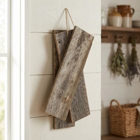 Set of Six 4" X 48" Gray and Brown Wood Planks Wall Decor