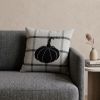 Grey Plaid Pumpkin Throw Pillow