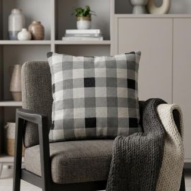 Lead Grey Checkered Pillow