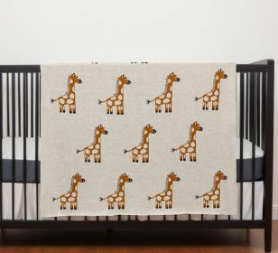 40" X 32" Gray and Orange Cotton Animal Print Throw Blanket