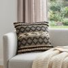 Black And Sand Woven Decorative Pillow