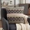 18 X 18 Brown And Black Geometric Cotton Blend Throw Pillow