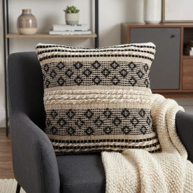 18 X 18 Brown And Black Geometric Cotton Blend Throw Pillow