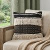 Black And Ivory Textured Throw Pillow