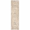 2' X 8' Beige And Ivory Center Jewel Runner Rug