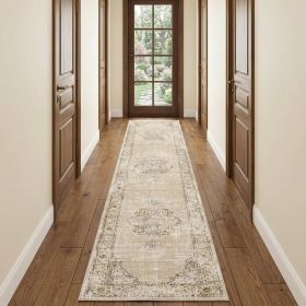 12' Runner Beige and Ivory Power Loom Runner Rug