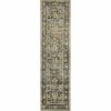 2' X 8' Green And Brown Floral Runner Rug