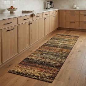 2' X 8' Gold And Slate Abstract Runner Rug