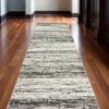 12' Ash And Slate Abstract Runner Rug