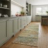2' X 8' Gold And Green Abstract Runner Rug