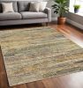 5' X 8' Gold And Green Abstract Area Rug