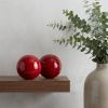 Set of Two 3" Red Aluminum Decorative Orbs
