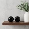 Set of Two 3" Black Aluminum Decorative Orb Tabletop Sculptures