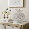 14" Silver Faux Crystal Apple Sculpture