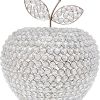 14" Silver Faux Crystal Apple Sculpture