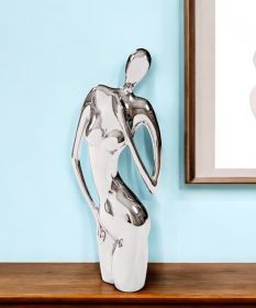 Modern Shiny Silver Female Form Sculpture