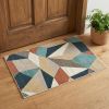 2' X 3' Blue Green Beige Retro Wedge Indoor Area Rug