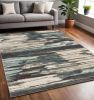 5' X 7' Ivory Blue Gray Abstract Layers Indoor Area Rug