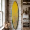 76" X 18" X 1" Distressed And Rustic Yellow Surfboard Wood Panel Wall Art