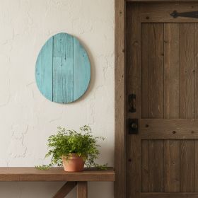 12" Farmhouse Turquoise Wooden Large Egg