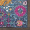 10' Blue And Orange Floral Power Loom Runner Rug