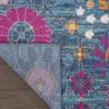 10' Blue And Orange Floral Power Loom Runner Rug